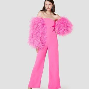 Hot pink ostrich feather jumpsuit